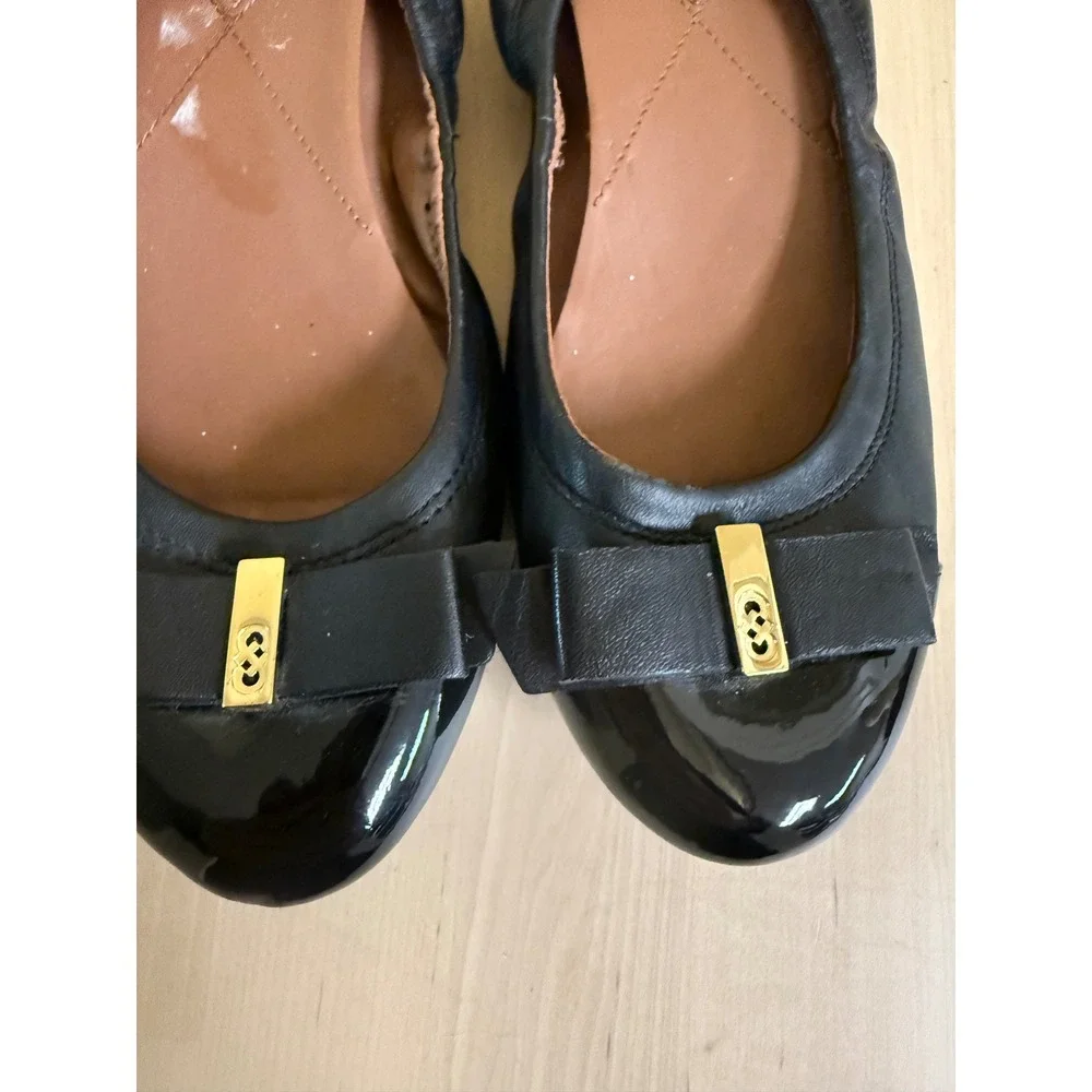 Cole Haan Black Patent‎ Bow Ballet Flats Women US 6 Made in Leather TOVA